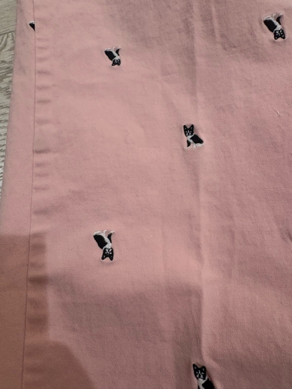 TALBOTS Petal Pink Embroidered Boston Terrier Dog Chino Pants 14W Gently worn. - Picture 3 of 9